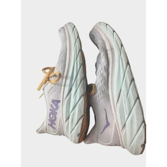 Hoka One One  Mach X Women's Running Shoes White, Aqua & Yellow Accents US 7.5 - Picture 2 of 8